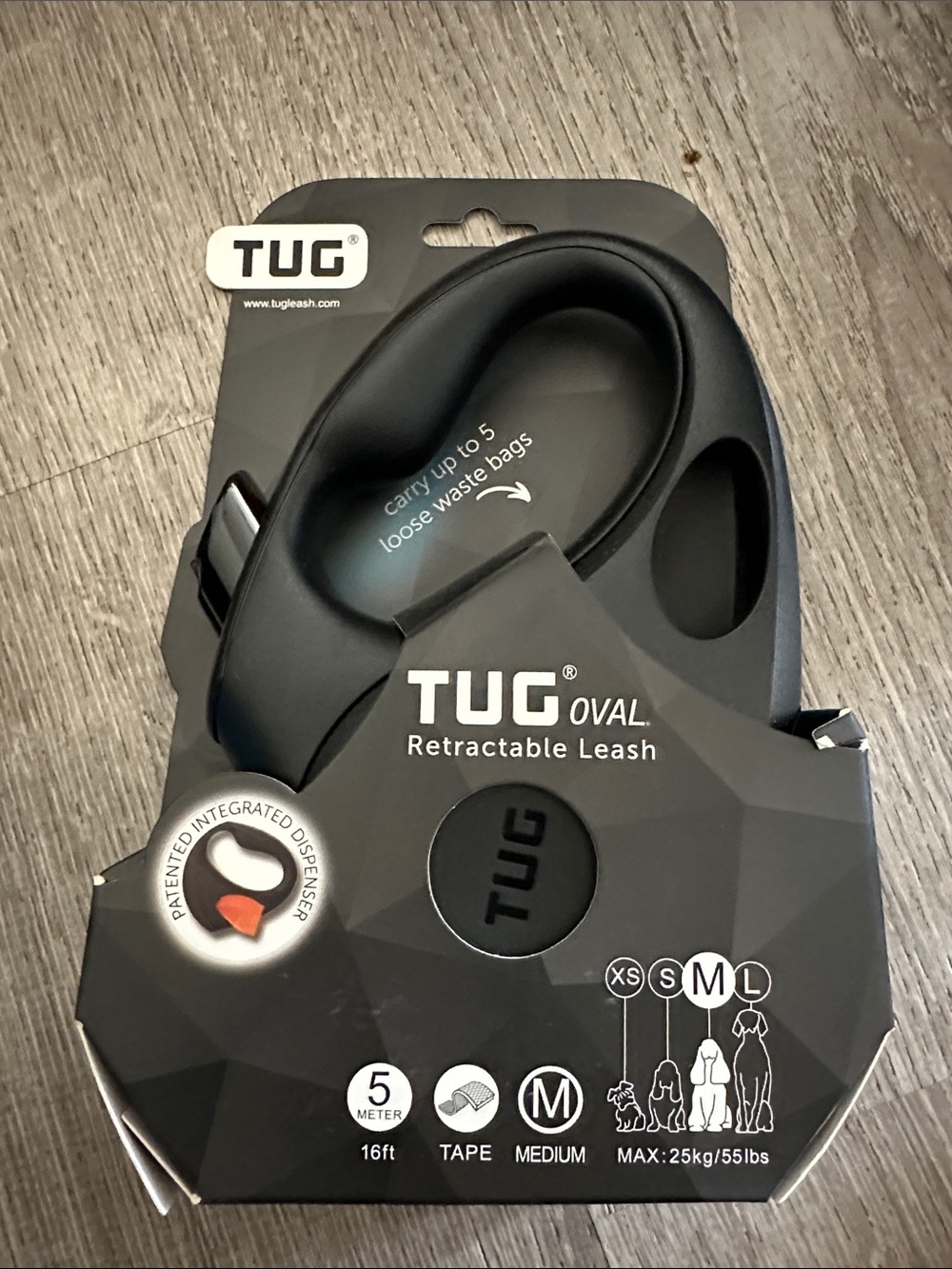 Oval Retractable Dog Leash - Black